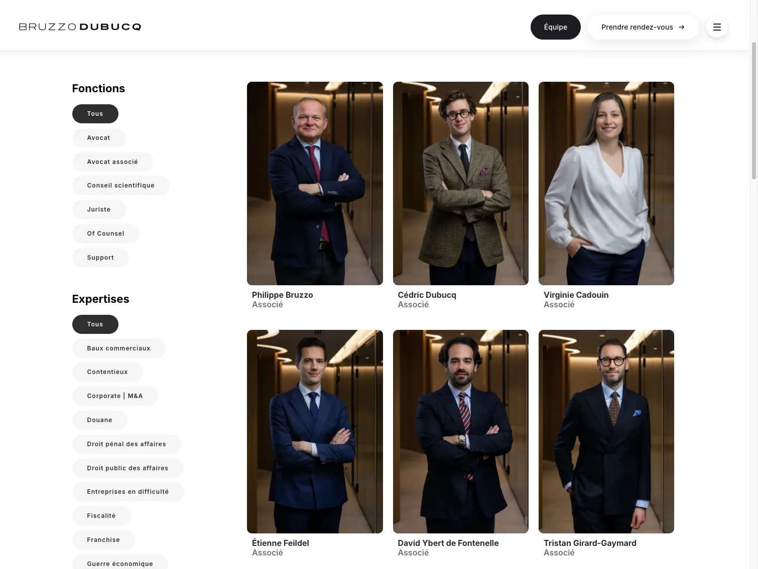 Page &eacute;quipe du cabinet d'avocats Bruzzo Dubucq